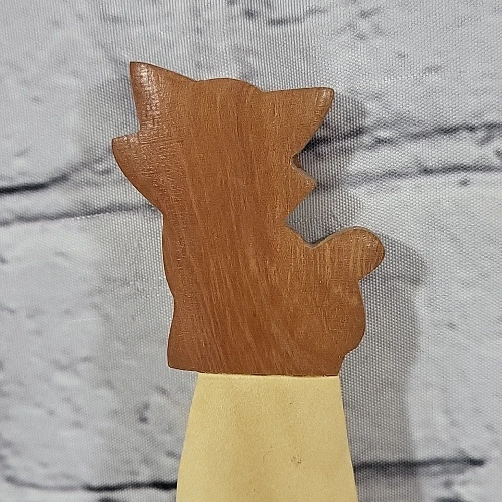 Bobcat Cub Tiger‎ Kitty Wildcat Carved Wooden Letter Opener Handpainted Rustic